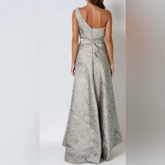 Rene Ruiz Collection Astmmetric Metallic One Shoulder Brocade Gown L17115 Size 6 - Picture 6 of 14